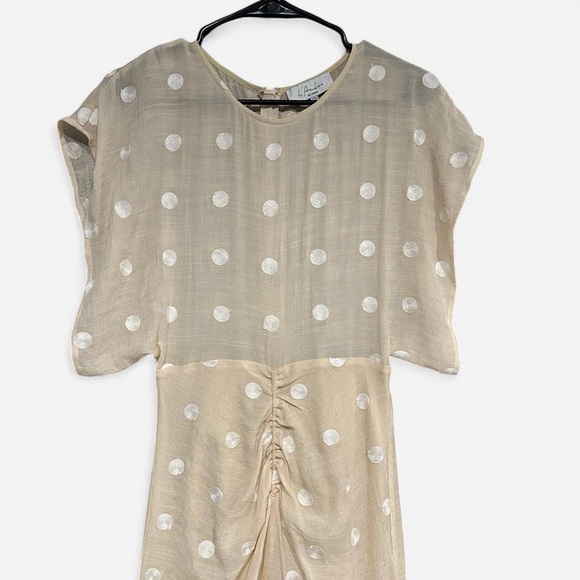 L'Academie Revolve Phoebe Midi Dress in Beige and White Dot NWOT - Picture 4 of 6